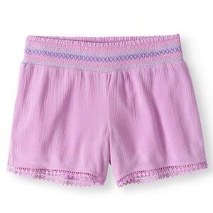Wonder Nation Smocked Waist Crinkle Girl’s Shorts-Lilac
